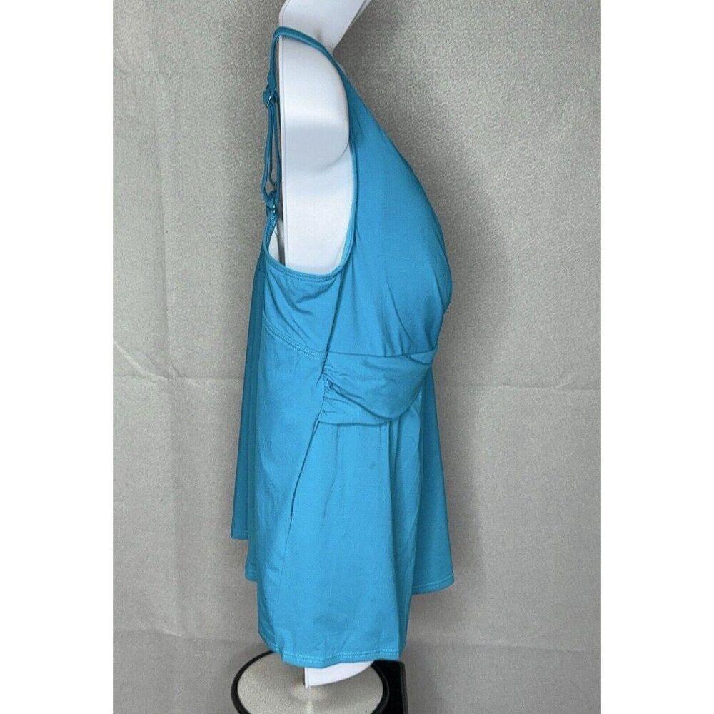 Tankini Swim Top Turquoise V Neck Wrap Soft Cup Bra Lands End Plus Size 18W - Picture 4 of 11